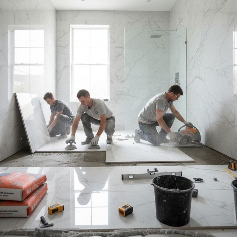 White Marble Tile Installation in Alpharetta, GA